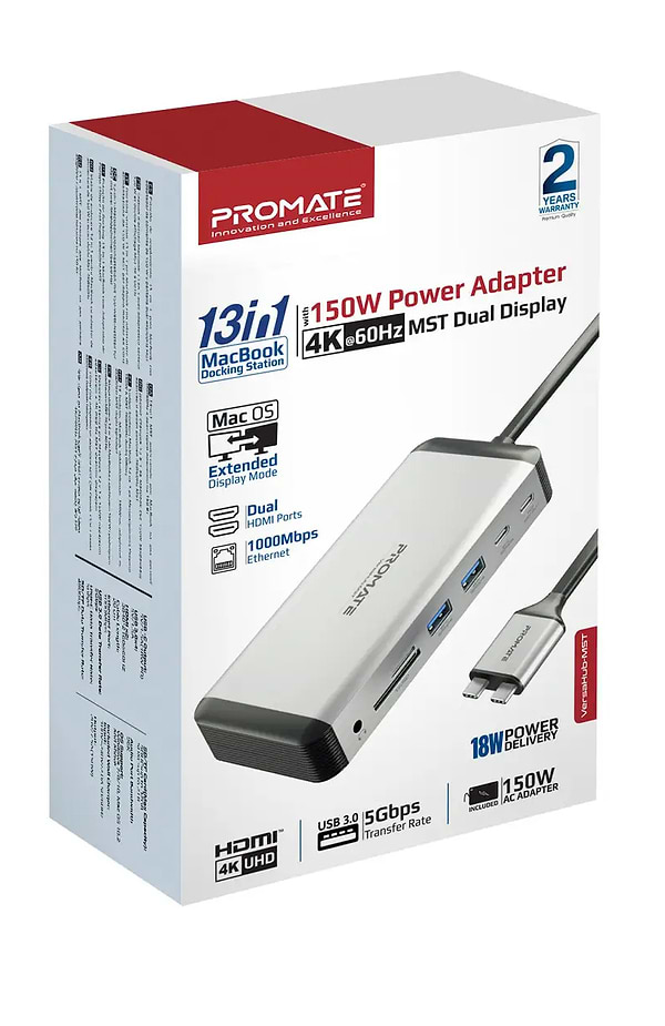 Фото - Хаб USB Promate 13-в-1 для MacBook Versahub-mst Grey