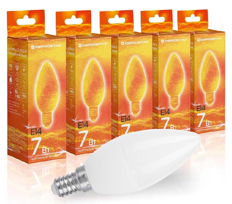 Лампочка світлодіодна Євросвітло 7Вт 4200К С-7-4200-14 E14 5 шт. (000056871)