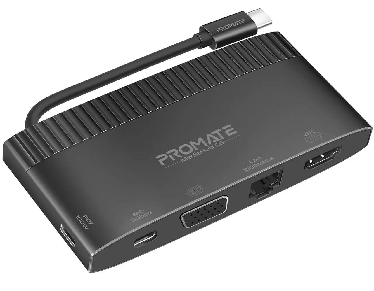 Хаб USB Promate Mediahub-c6 Black - Фото 1