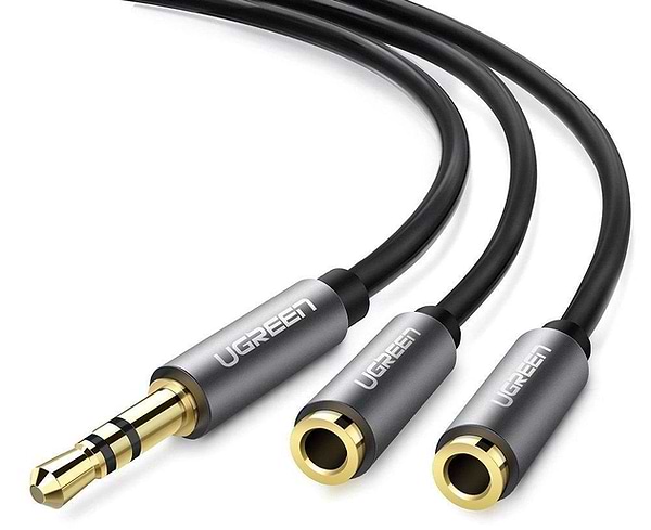 Фото - Кабель 3.5 мм -3.5 мм UGREEN AV123 3.5mm Stereo Audio Splitter with Braid 20 см Black (10532)