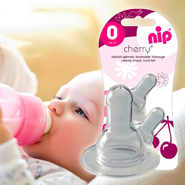 Фото - Малый поток соска детская силиконовая NIP Вишенка, медленный поток, 0+, 2 шт. (93003)