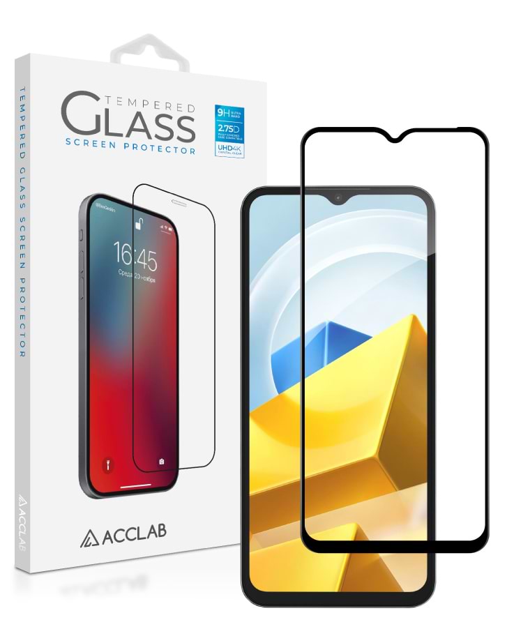 Захисне скло для смартфону ACCLAB Full Glue for Xiaomi Poco M5 Black (1283126545061) - Фото 1