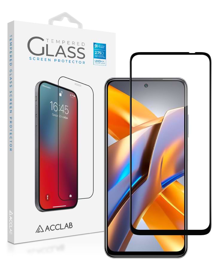Защитное стекло для смартфона ACCLAB Full Glue for Xiaomi Poco M5S Black (1283126545122)