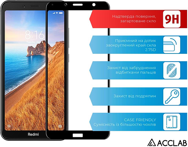 Фото - Захисне скло для смартфону ACCLAB Full Glue for Xiaomi Redmi 7A Black (1283126509285)