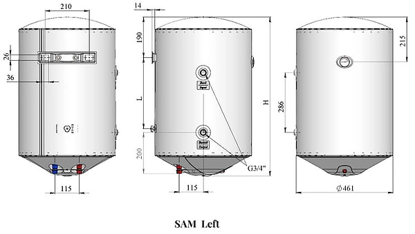 Фото - Водонагреватель WHP Sam 80 Left