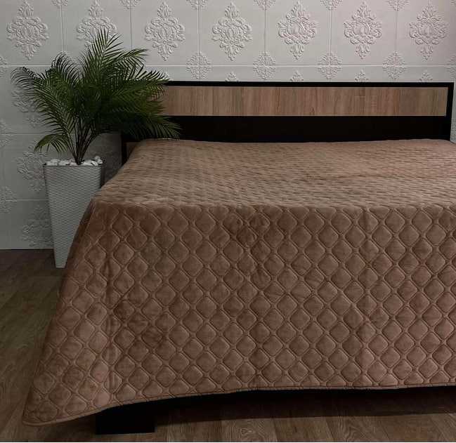 Покривало двоспальне ТЕП Velour 180х240 см Капучіно/Ромб круглий (4-00516_22384)