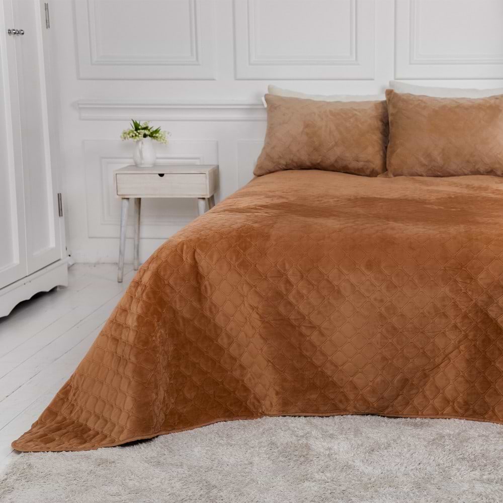 Покривало двоспальне ТЕП Velour 180х240 см Кофейний/Ромб круглий (4-00516_22388)