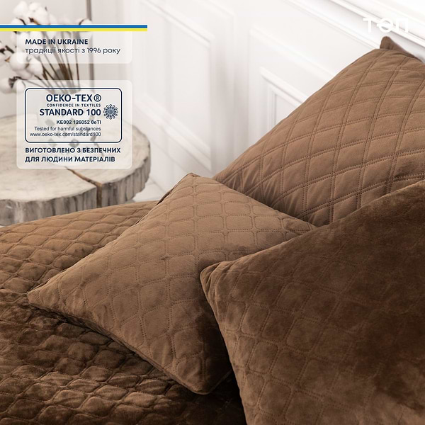 Фото - Покривало двоспальне ТЕП Velour 180х240 см Коричневий/Ромб круглий (4-00516_22404)