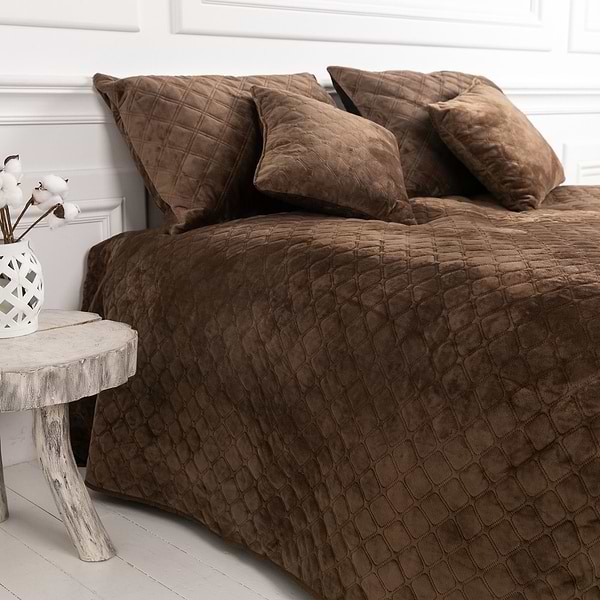 Фото - Покривало двоспальне ТЕП Velour 180х240 см Коричневий/Ромб круглий (4-00516_22404)