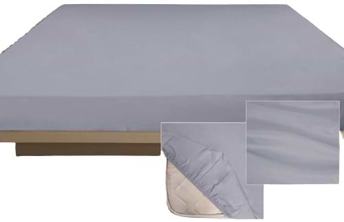 Фото - Простирадло полуторне Ярослав на резинці сатин 200х160х20 диз.02 (сіро-блакитний) (38257)