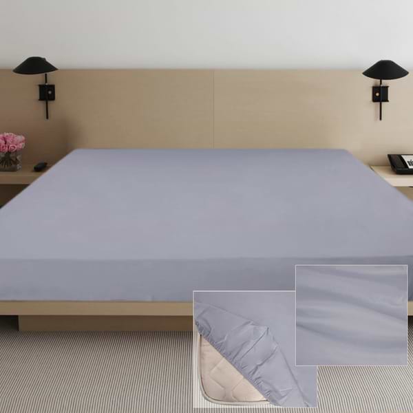 Фото - Простирадло полуторне Ярослав на резинці сатин 200х160х20 диз.02 (сіро-блакитний) (38257)