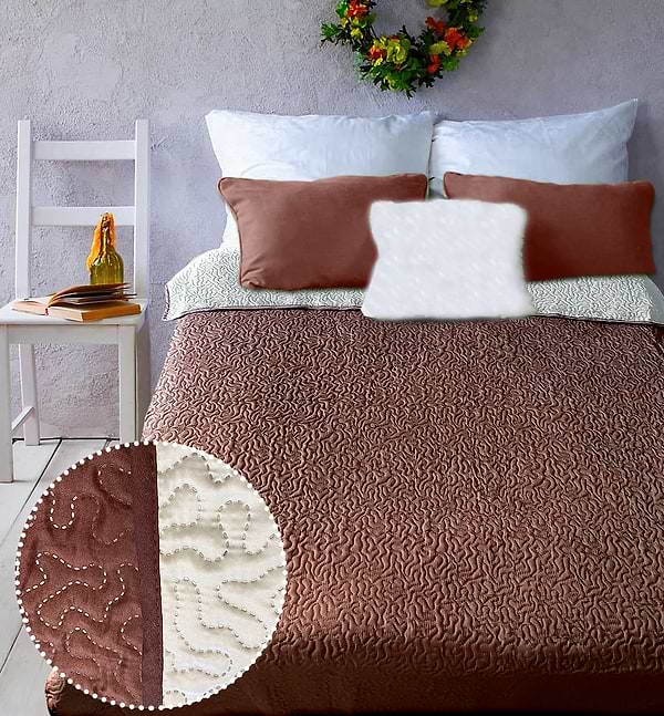 Фото - Покривало двоспальне Zastelli двостороннє паяне штучний шовк Молочно-Коричневе 210х240 см (20418)
