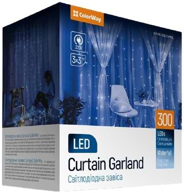 Фото - Гірлянда-штора Colorway 300LED 3 m 220V (CW-GW-300L33VWFBL)