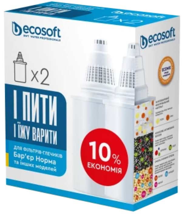 Фото - Уценка - Картридж для фильтра-кувшина Ecosoft для кувшинов Барьер 2 шт