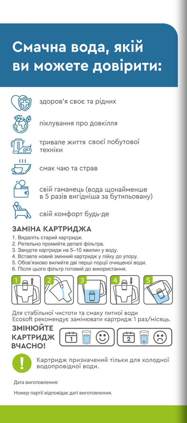 Фото - Картридж для фільтру-глечика Ecosoft комплект Покращений 2 шт