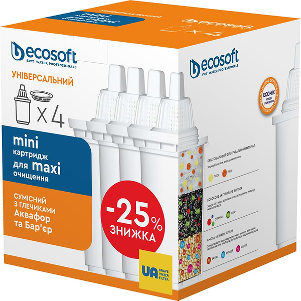 Фото - Картридж для фільтру-глечика Ecosoft комплект Універсальний 3+1 шт
