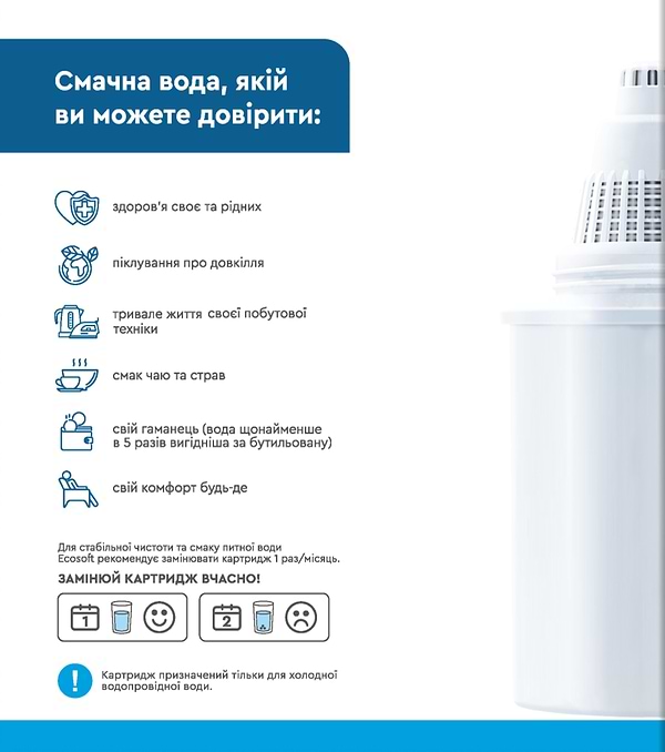 Фото - Картридж для фільтру-глечика Ecosoft до глечиків Бар'єр 4 шт