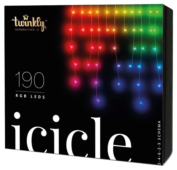 Фото - Гірлянда-штора Twinkly Smart LED Icicle RGB 190, BT+WiFi, Gen II, IP44, прозорий (TWI190STP-TEU)