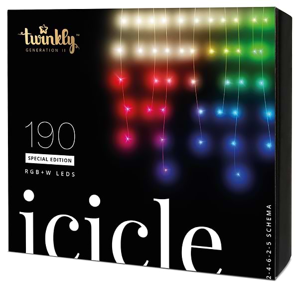 Фото - Гирлянда-штора Twinkly Smart LED Icicle RGBW 190, BT+WiFi, Gen II, IP44, прозрачный (TWI190SPP-TEU)