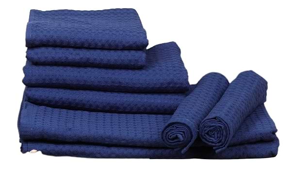 Фото - Рушник для обличчя Aisha вафельний синій 50х85