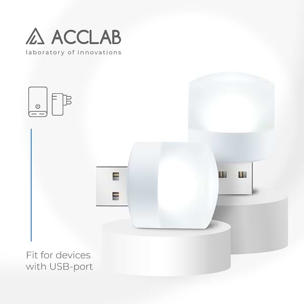 Фото - Лампочка светодиодная ACCLAB AL-LED01, 1W, 5000K (белая)