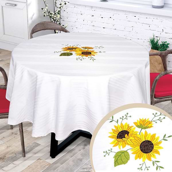 Фото - Скатертина кругла Ярослав Соняшники з вишивкою d.150 см диз.003 (45487)