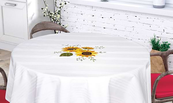 Фото - Скатертина кругла Ярослав Соняшники з вишивкою d.150 см диз.003 (45487)