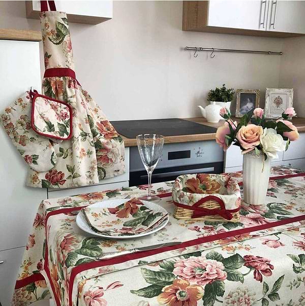 Фото - Скатерть прямоугольная Прованс с кантом Глория Роза 136х300 см (014652)