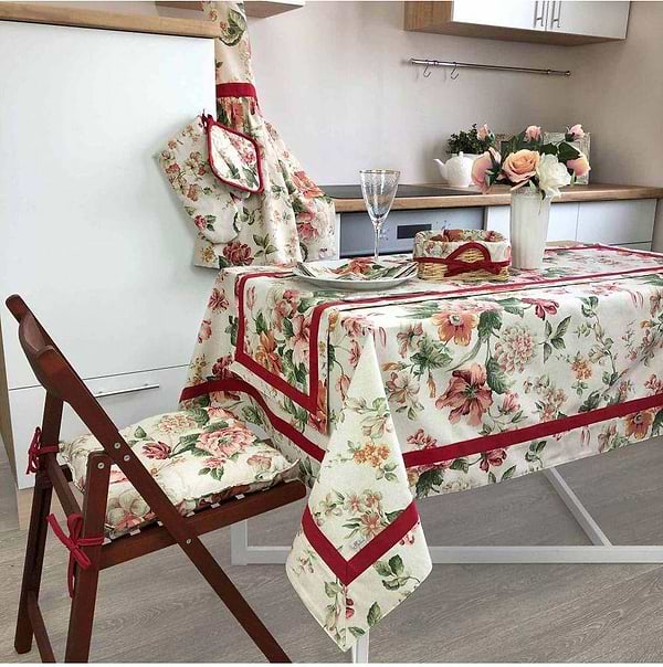 Фото - Скатерть прямоугольная Прованс с кантом Глория Роза 136х300 см (014652)