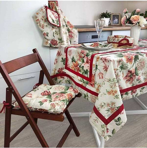 Фото - Скатерть прямоугольная Прованс с кантом Глория Роза 136х300 см (014652)