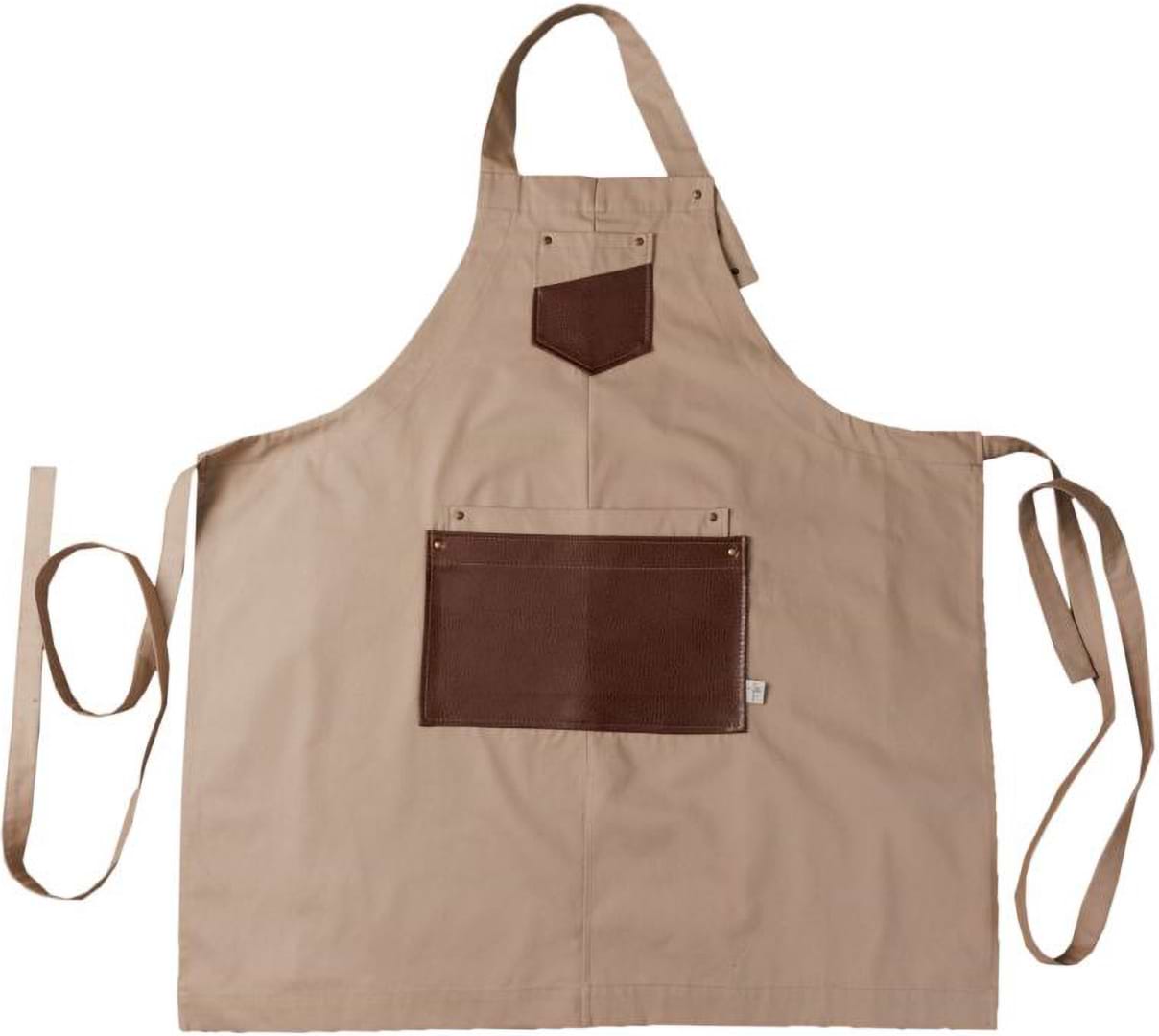 Фартук Прованс мужской с кожаным декором бежевый 85x90 см (044779)