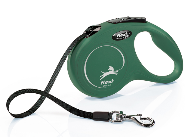 Поводок для собак Flexi New Classic лента Оливковая размер S 5 м 15 кг (4000498023242)