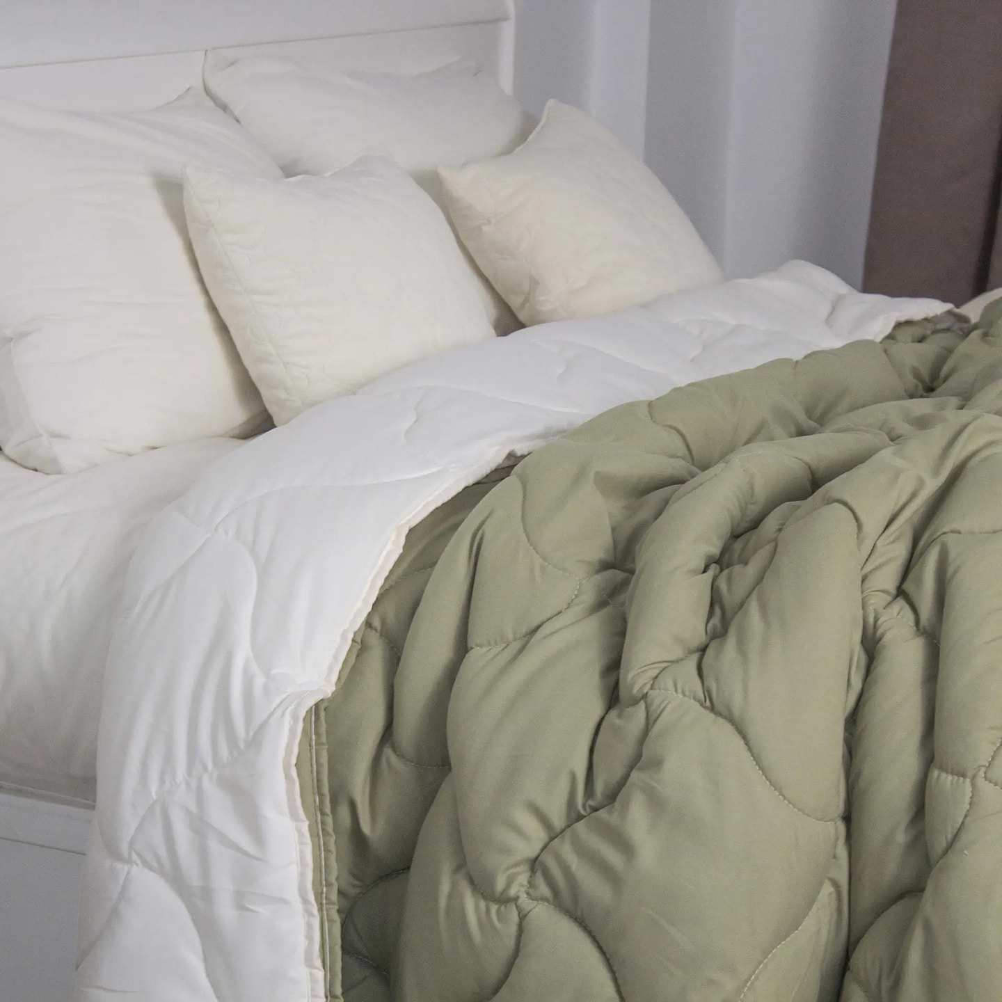 Одеяло всесезонное двуспальное евро ТЕП DUO SEASON 200х210 см Оливковый/Молочный (1-04744_33892)