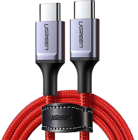 Кабель синхронізації даних UGREEN US294 USB 2.0 Type C Male to Male 1m Red (60186)
