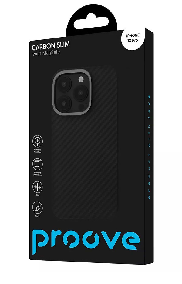 Фото - Чохол для смартфону
 Proove Carbon Slim with Magnetic Ring iPhone 13 Pro Black (PCCSIP13P002)