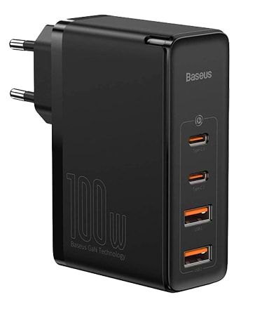 Мережевий зарядний пристрій Baseus 2xUSB 100W GaN 2xUSB-C+2xUSB-A (CCGAN2P-L01) - Фото 1