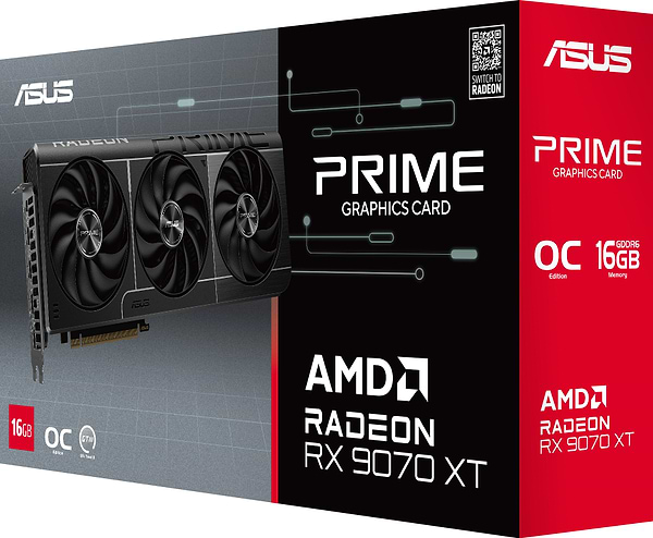 Фото - Видеокарта Asus Prime Radeon RX 9070 XT OC Edition 16GB GDDR6 (PRIME-RX9070XT-O16G)
