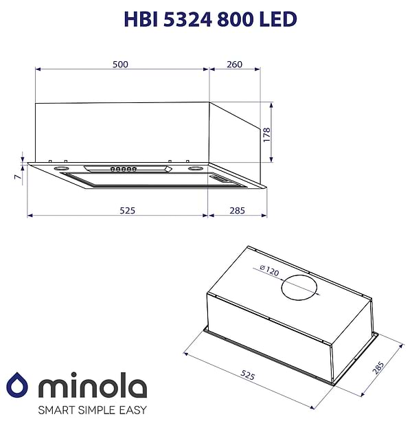 Фото - Витяжка вбудована Minola HBI 5324 BL 800 LED