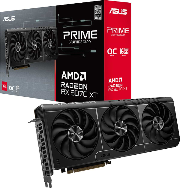 Фото - Видеокарта Asus Prime Radeon RX 9070 XT OC Edition 16GB GDDR6 (PRIME-RX9070XT-O16G)