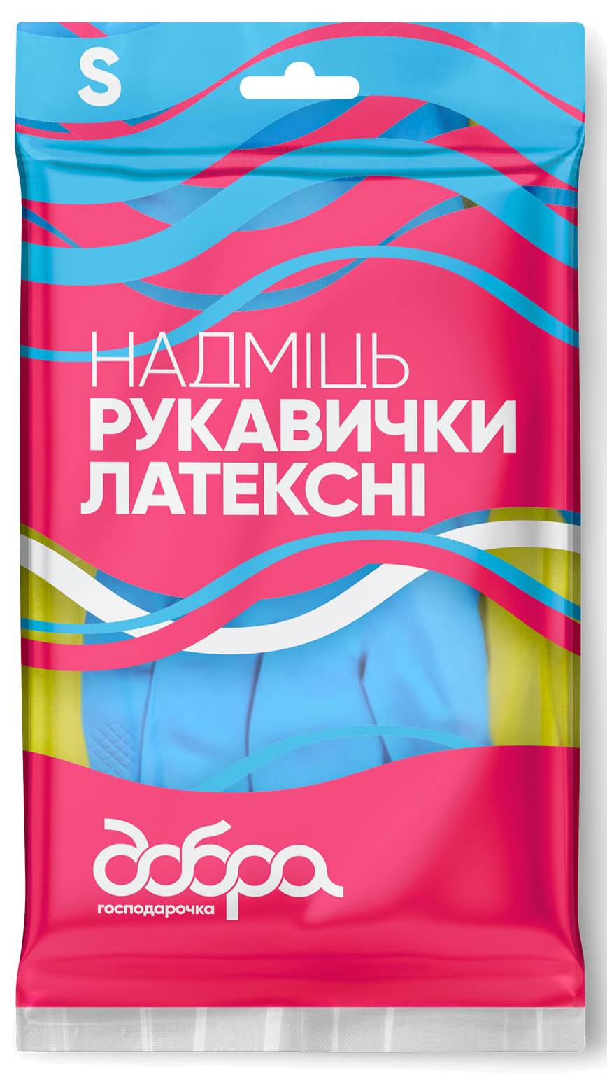 Рукавички латексні Добра господарочка НАДМІЦЬ розмір S (4820086523769) - Фото 1