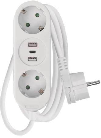 Подовжувач 220В EMOS P0221U, 2 розетки, 1,5 м. з USB-A, USB-C - Фото 1