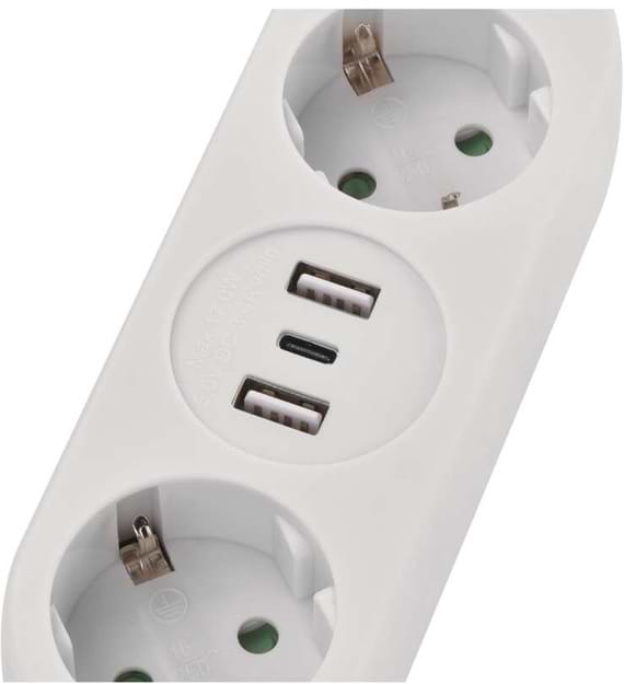 Фото - Подовжувач 220В EMOS P0221U, 2 розетки, 1,5 м. з USB-A, USB-C