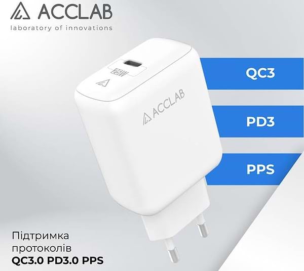 Фото - Сетевое зарядное устройство ACCLAB AL-TC125 White (1283126538841)
