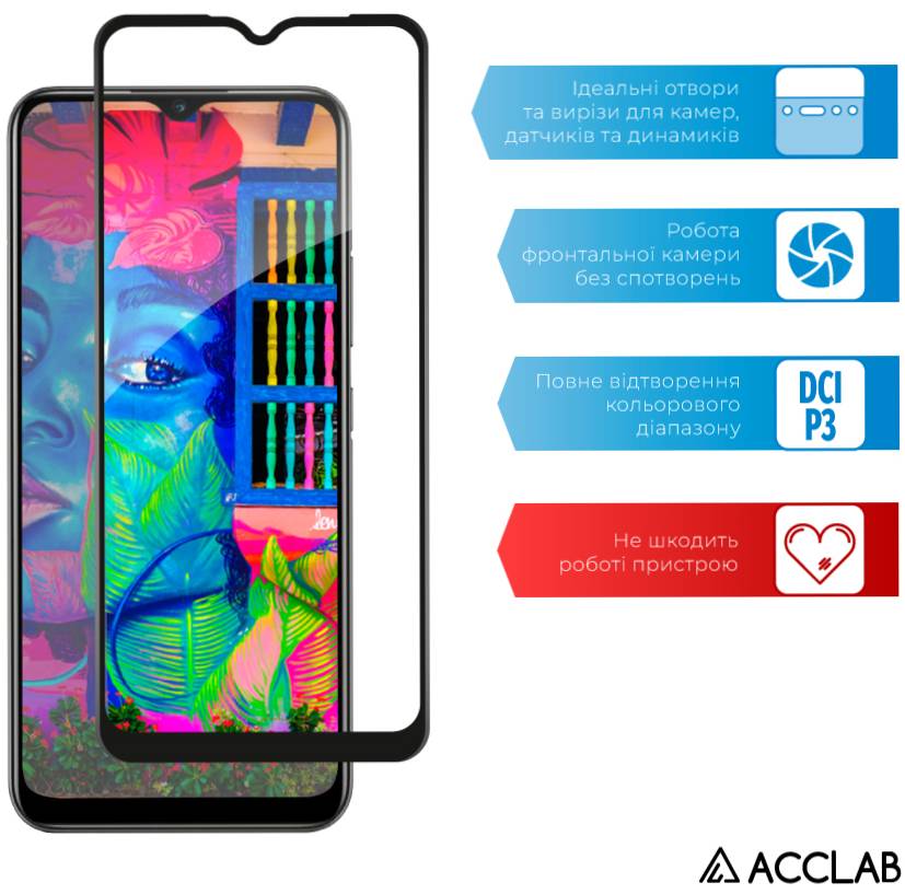 Фото - Защитное стекло для смартфона ACCLAB Full Glue for Realme C25Y Black (1283126542350)
