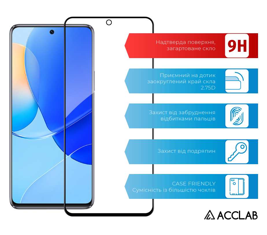 Фото - Защитное стекло для смартфона ACCLAB Full Glue for Huawei Nova 10 SE (1283126546464)