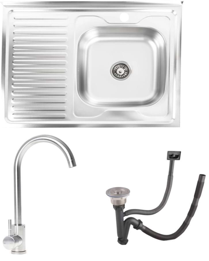 Мийка кухонна+змішувач VALESO 8060 САТИН R 0,7/160 +56 NESP - Фото 1