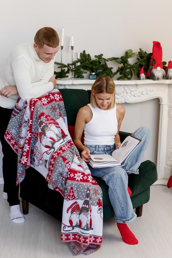 Фото - Плед полуторный Прованс вязаный Веселые гномы 130х170 см (037494)