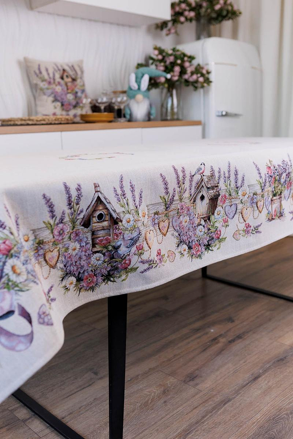 Фото - Скатерть прямоугольная Прованс Лавандовый садик 135х180 см (044170)