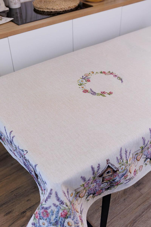 Фото - Скатерть прямоугольная Прованс Лавандовый садик 135х180 см (044170)