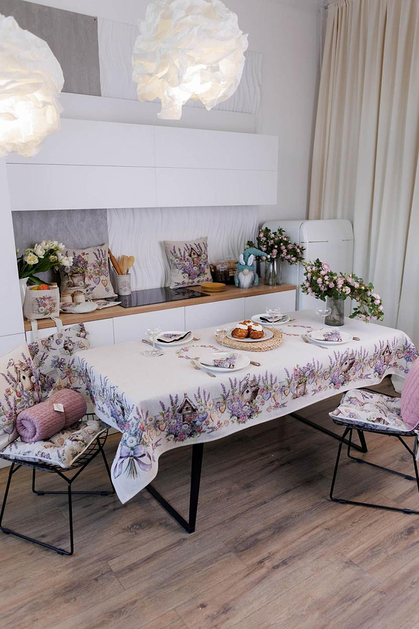 Фото - Скатерть прямоугольная Прованс Лавандовый садик 135х180 см (044170)